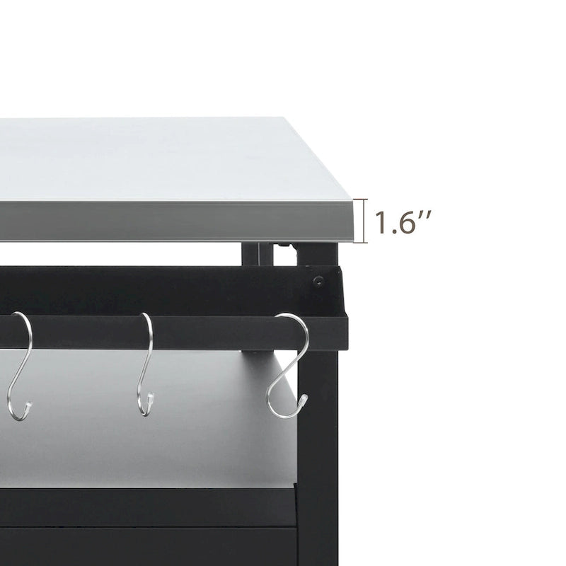 Outdoor Kitchen Island with Stainless Steel Tabletop & Storage Cabinet