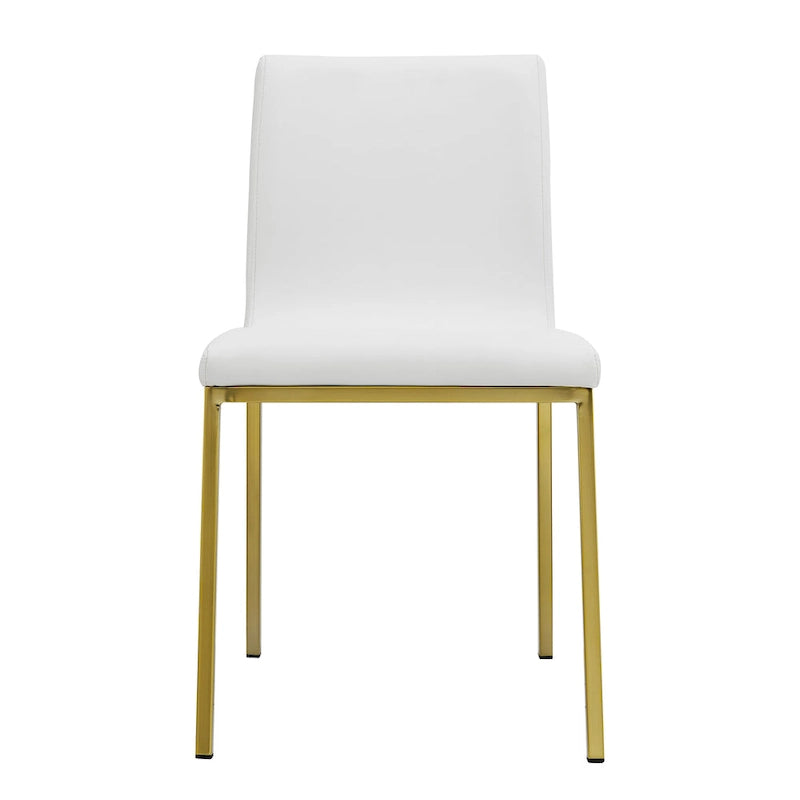 Side Chair in White with Matte Brushed Gold Legs (Set of 2)