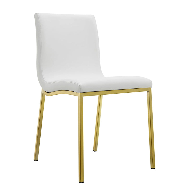 Side Chair in White with Matte Brushed Gold Legs (Set of 2)