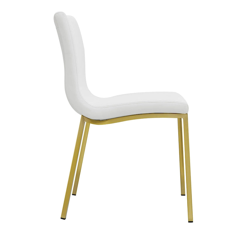 Side Chair in White with Matte Brushed Gold Legs (Set of 2)
