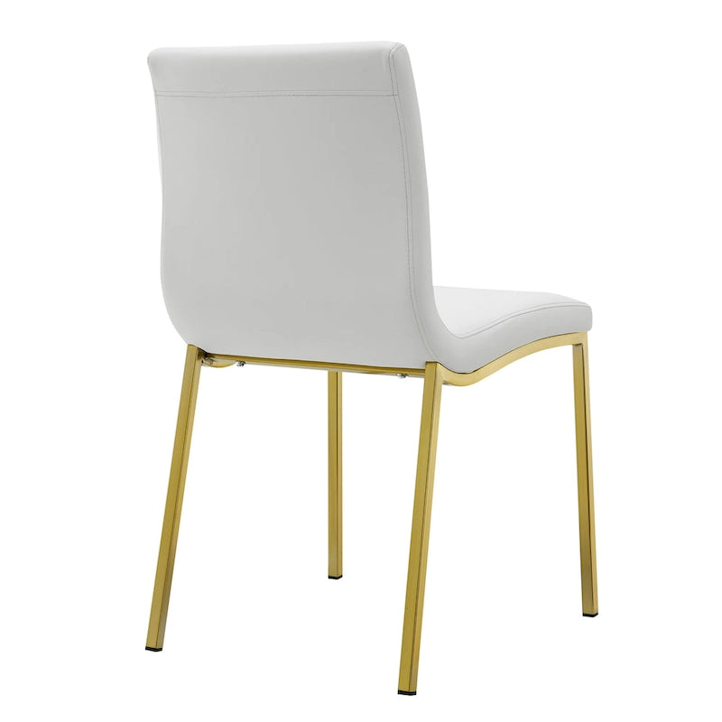 Side Chair in White with Matte Brushed Gold Legs (Set of 2)