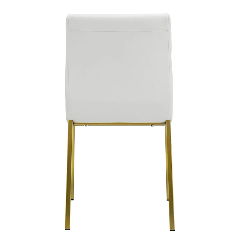 Side Chair in White with Matte Brushed Gold Legs (Set of 2)