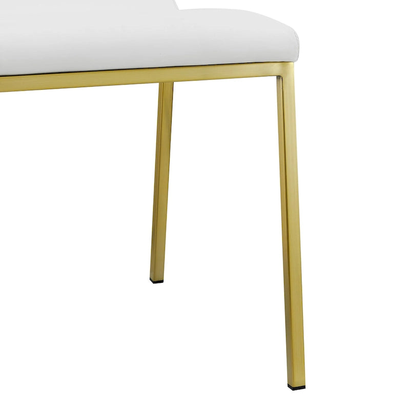 Side Chair in White with Matte Brushed Gold Legs (Set of 2)