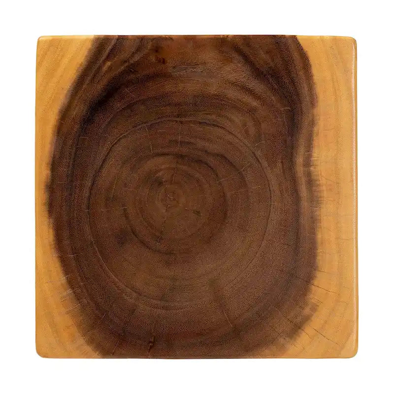 Hand-Carved Suar Wood Side Table with Sculptural Twist Design