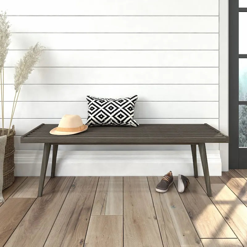 Double Wood Entryway Bench - 56.3" L x 16.5" W x 17.5" H