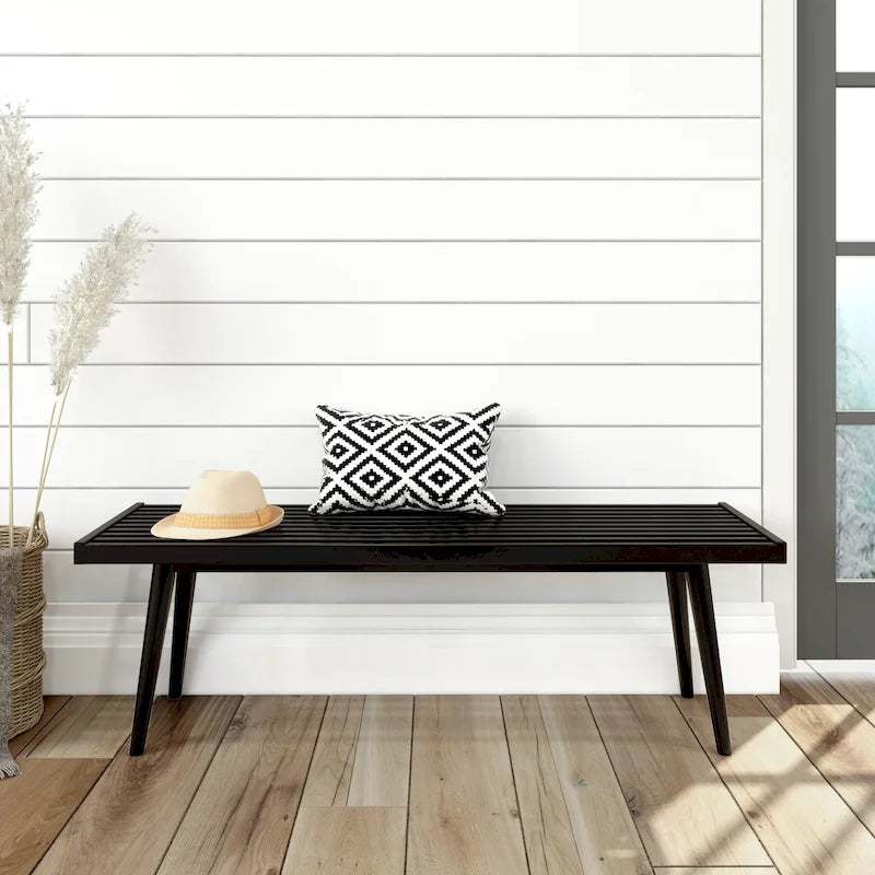 Double Wood Entryway Bench - 56.3" L x 16.5" W x 17.5" H