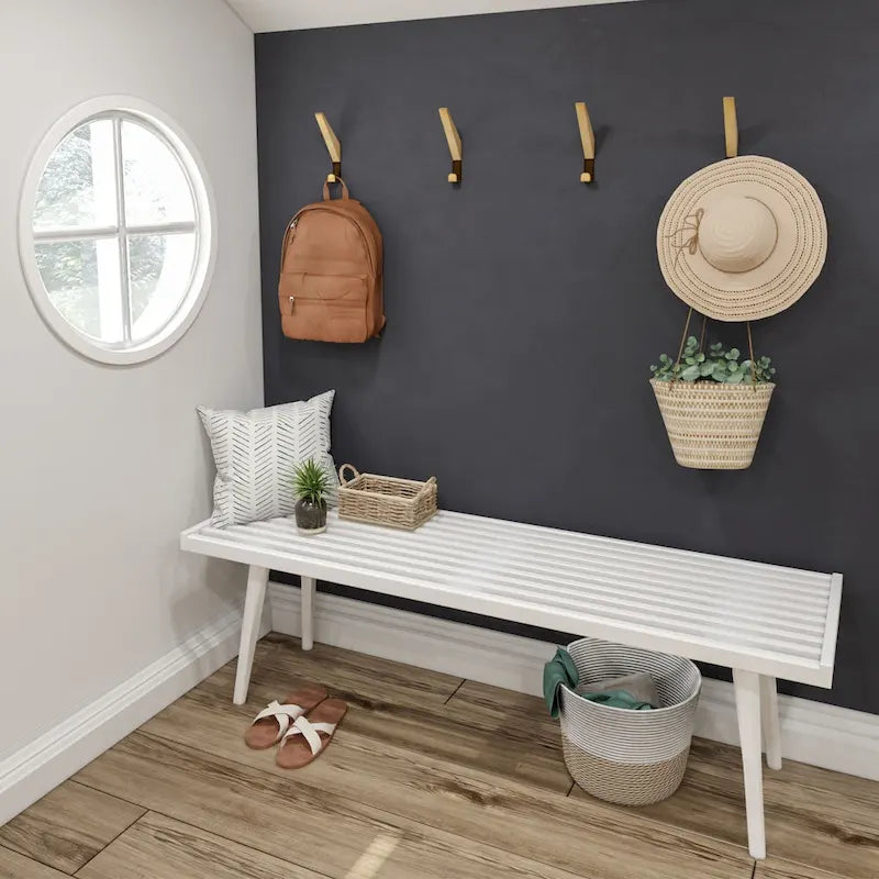 Double Wood Entryway Bench - 56.3" L x 16.5" W x 17.5" H