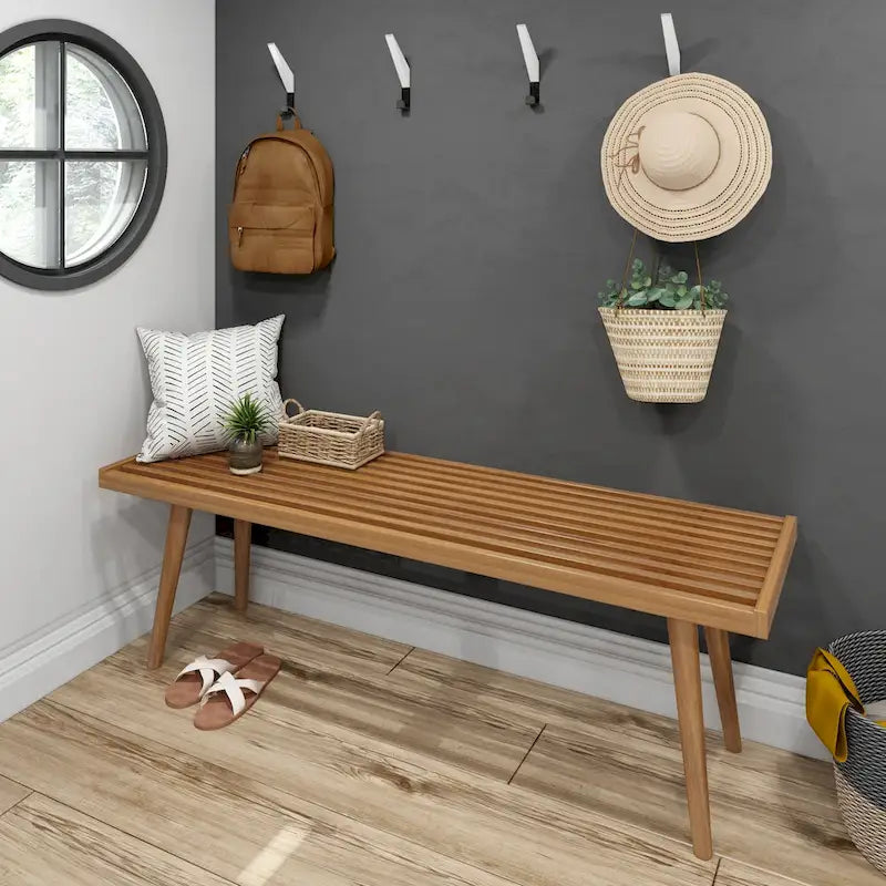 Double Wood Entryway Bench - 56.3" L x 16.5" W x 17.5" H
