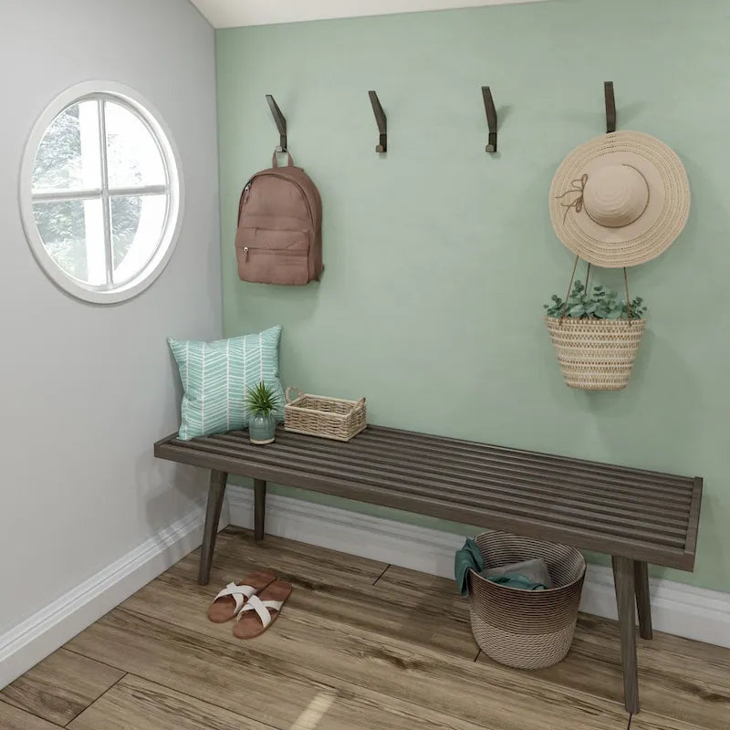 Double Wood Entryway Bench - 56.3" L x 16.5" W x 17.5" H
