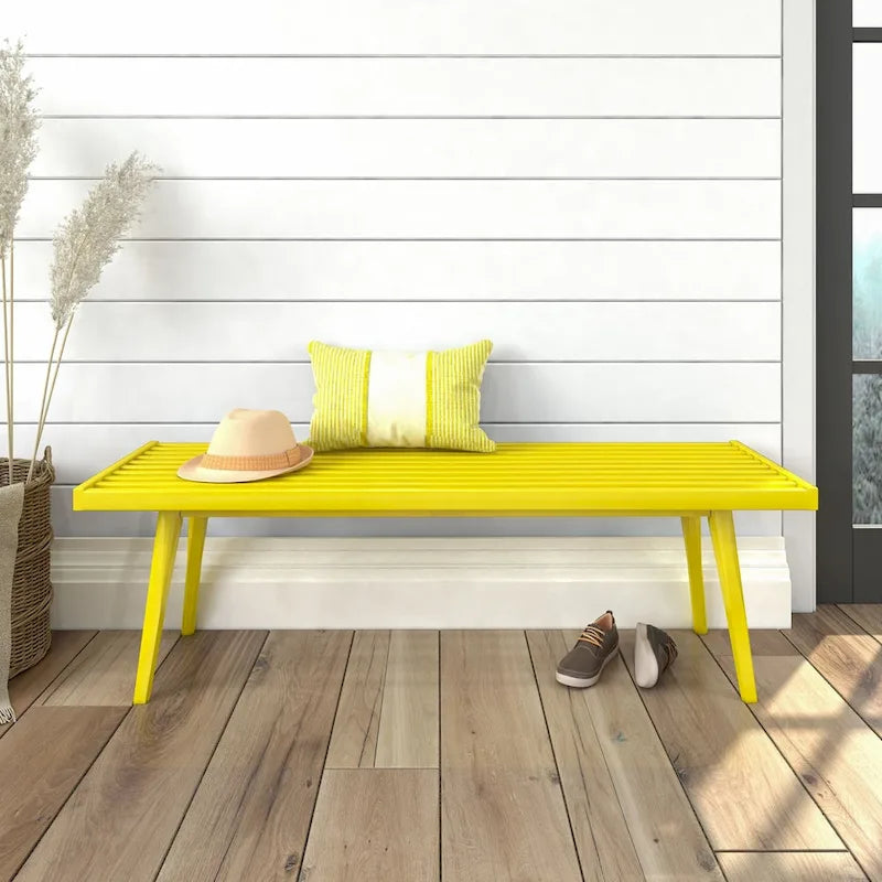 Double Wood Entryway Bench - 56.3" L x 16.5" W x 17.5" H