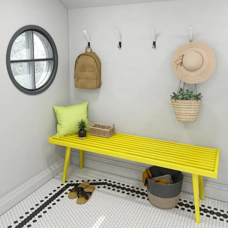 Double Wood Entryway Bench - 56.3" L x 16.5" W x 17.5" H