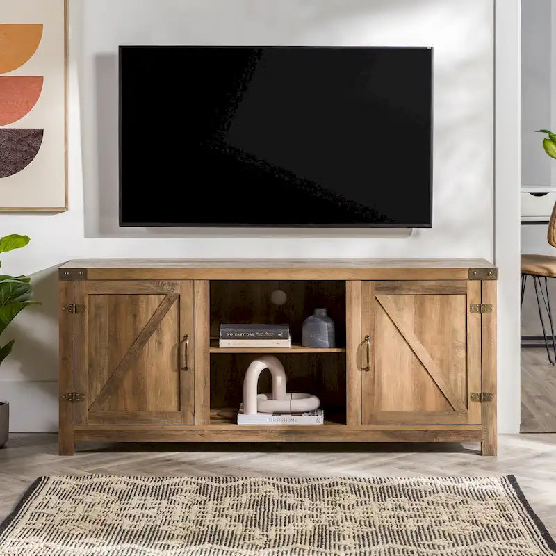 58" Rustic Barn Door TV Stand with Storage