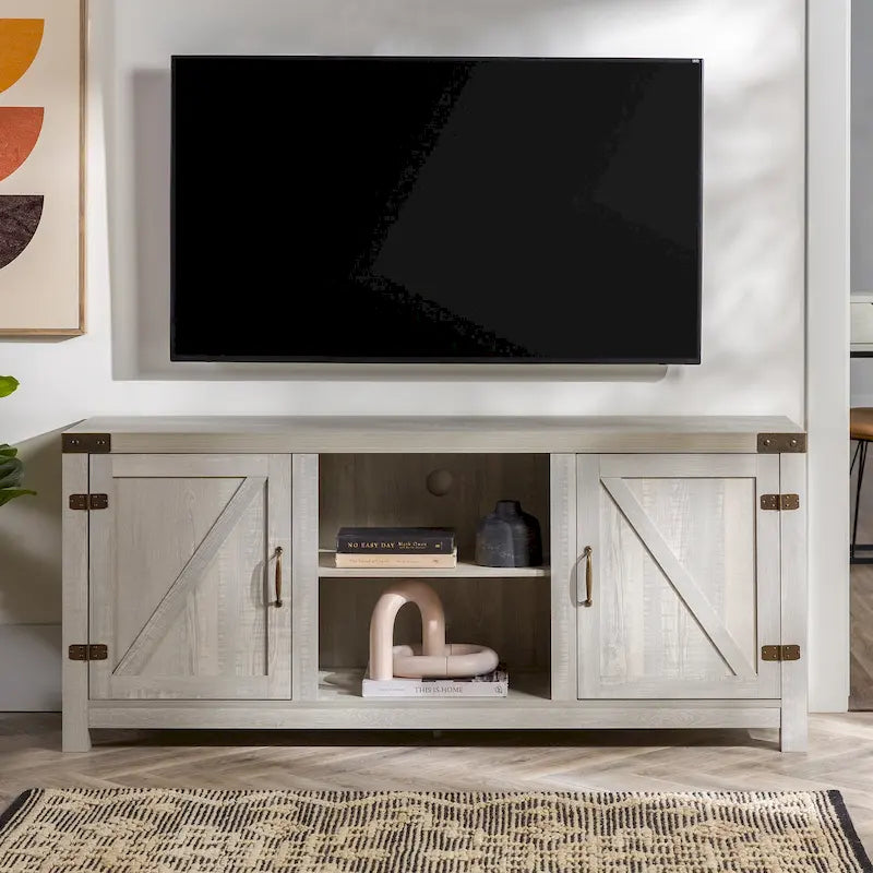 58" Rustic Barn Door TV Stand with Storage