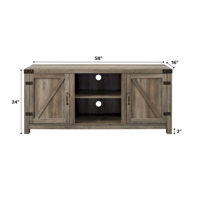 58" Rustic Barn Door TV Stand with Storage