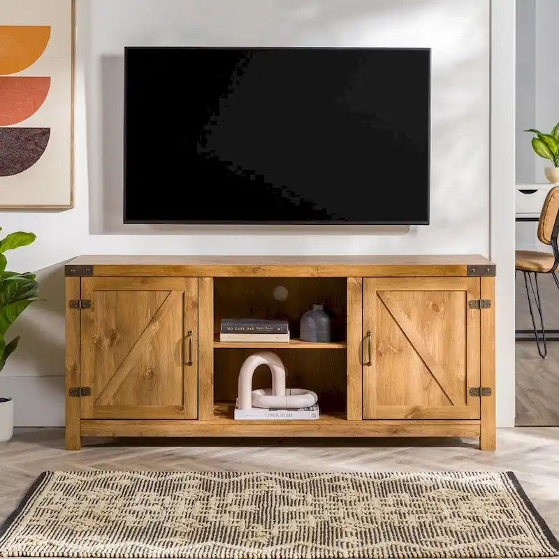 58" Rustic Barn Door TV Stand with Storage