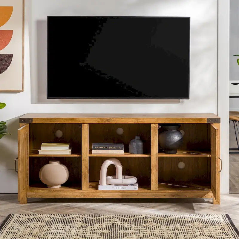 58" Rustic Barn Door TV Stand with Storage