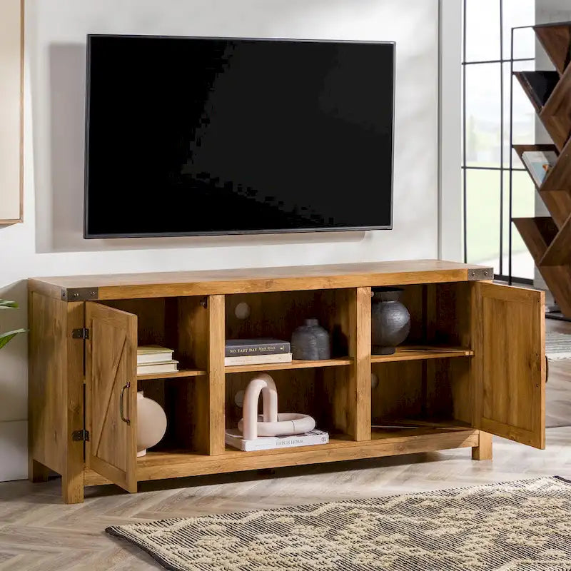 58" Rustic Barn Door TV Stand with Storage