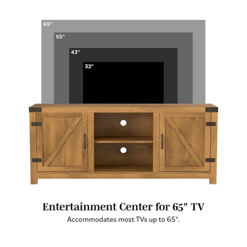 58" Rustic Barn Door TV Stand with Storage