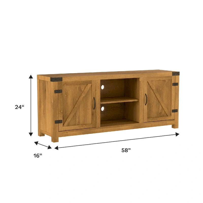 58" Rustic Barn Door TV Stand with Storage