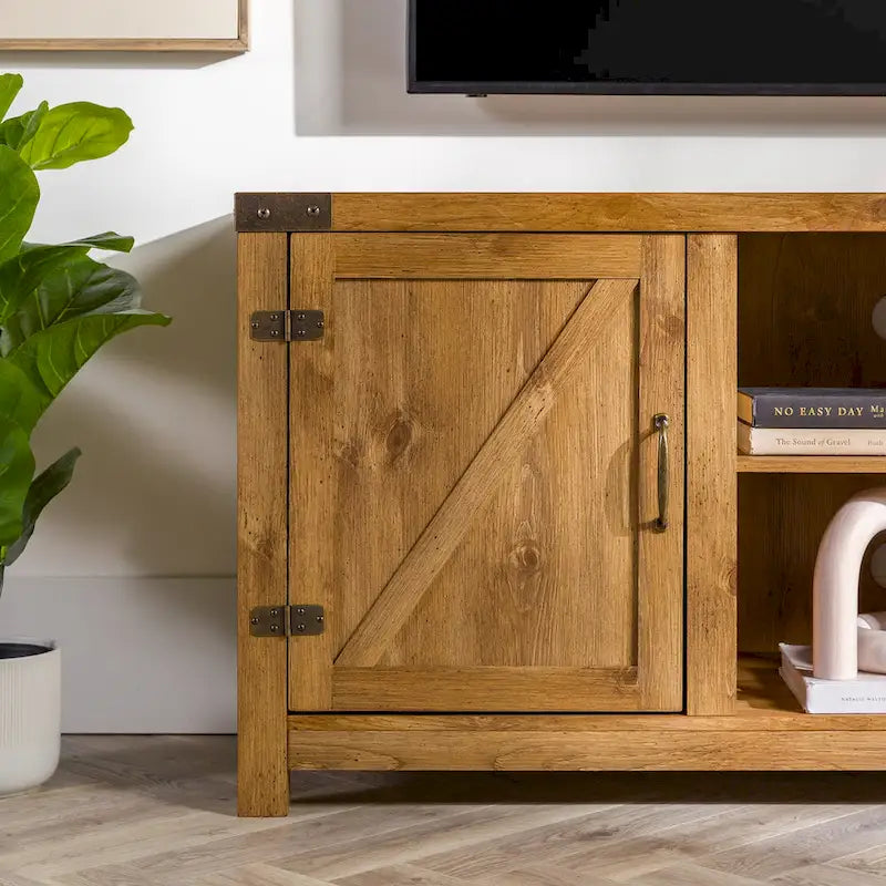 58" Rustic Barn Door TV Stand with Storage