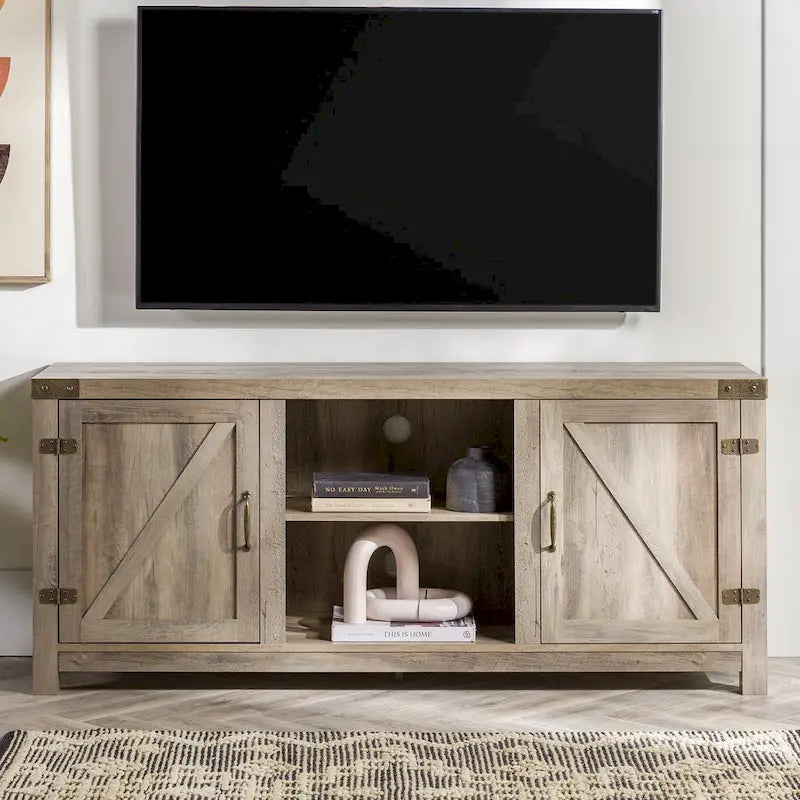58" Rustic Barn Door TV Stand with Storage