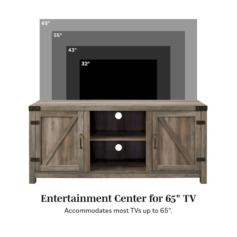 58" Rustic Barn Door TV Stand with Storage