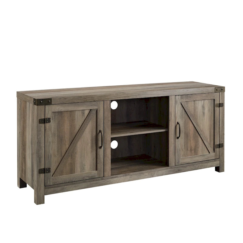 58" Rustic Barn Door TV Stand with Storage