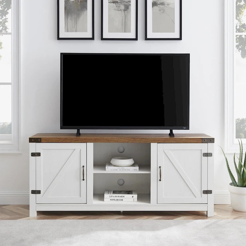 58" Rustic Barn Door TV Stand with Storage