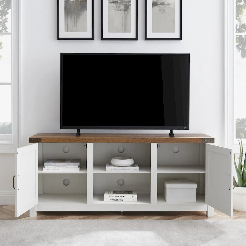 58" Rustic Barn Door TV Stand with Storage