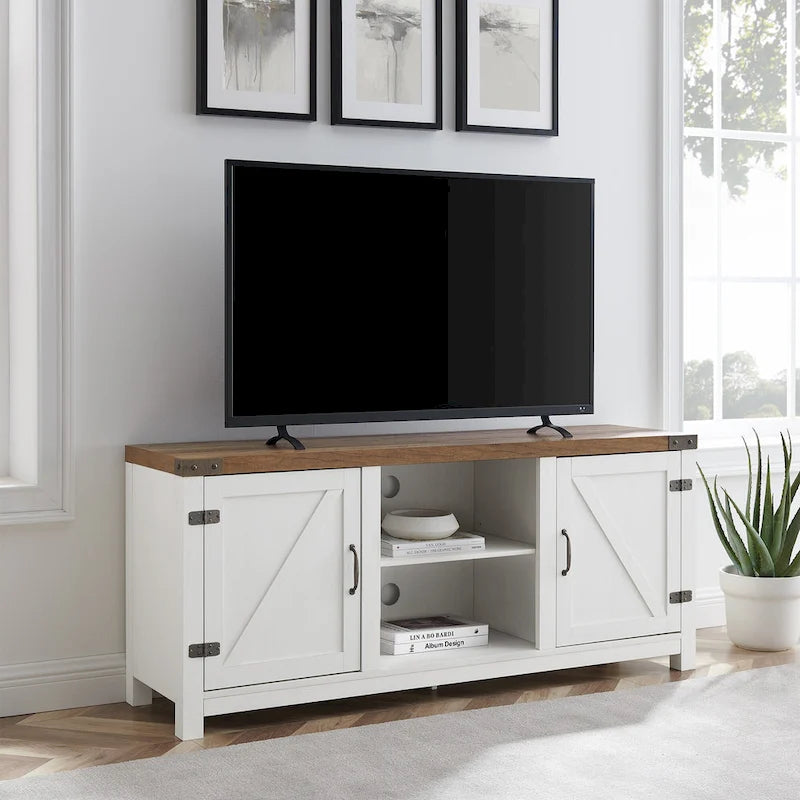 58" Rustic Barn Door TV Stand with Storage