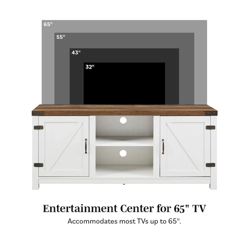 58" Rustic Barn Door TV Stand with Storage