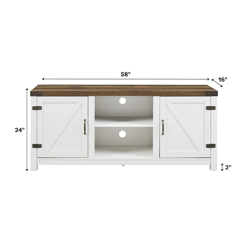 58" Rustic Barn Door TV Stand with Storage