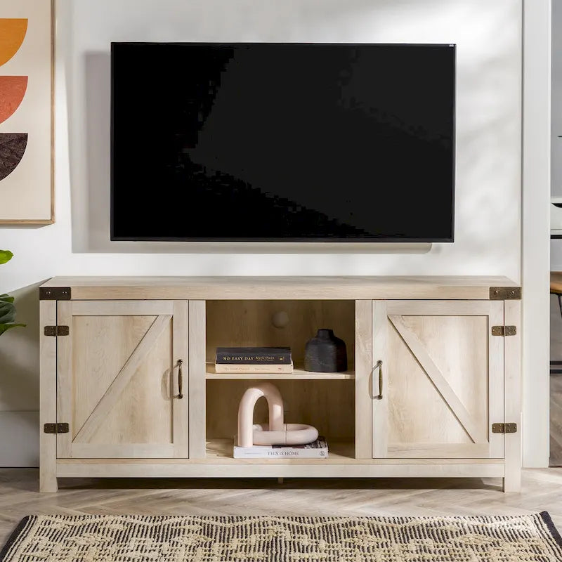 58" Rustic Barn Door TV Stand with Storage