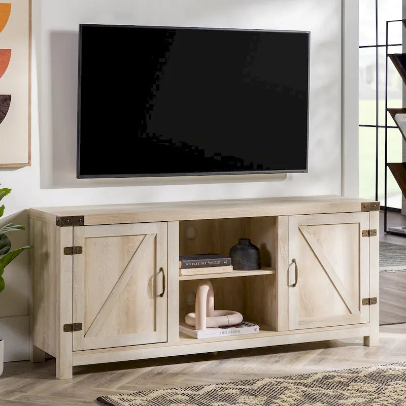 58" Rustic Barn Door TV Stand with Storage