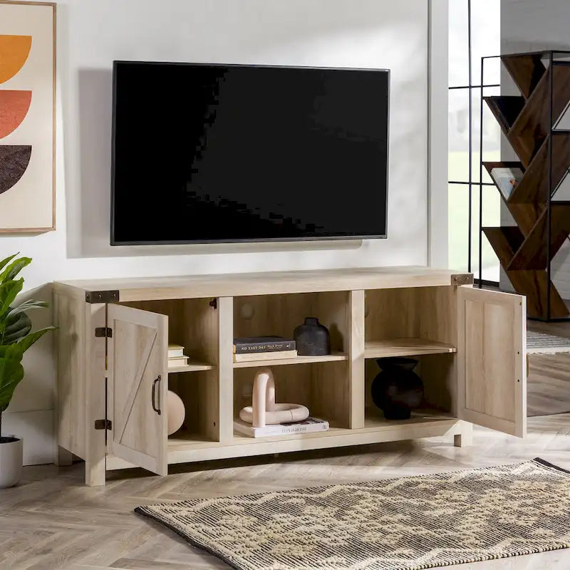 58" Rustic Barn Door TV Stand with Storage
