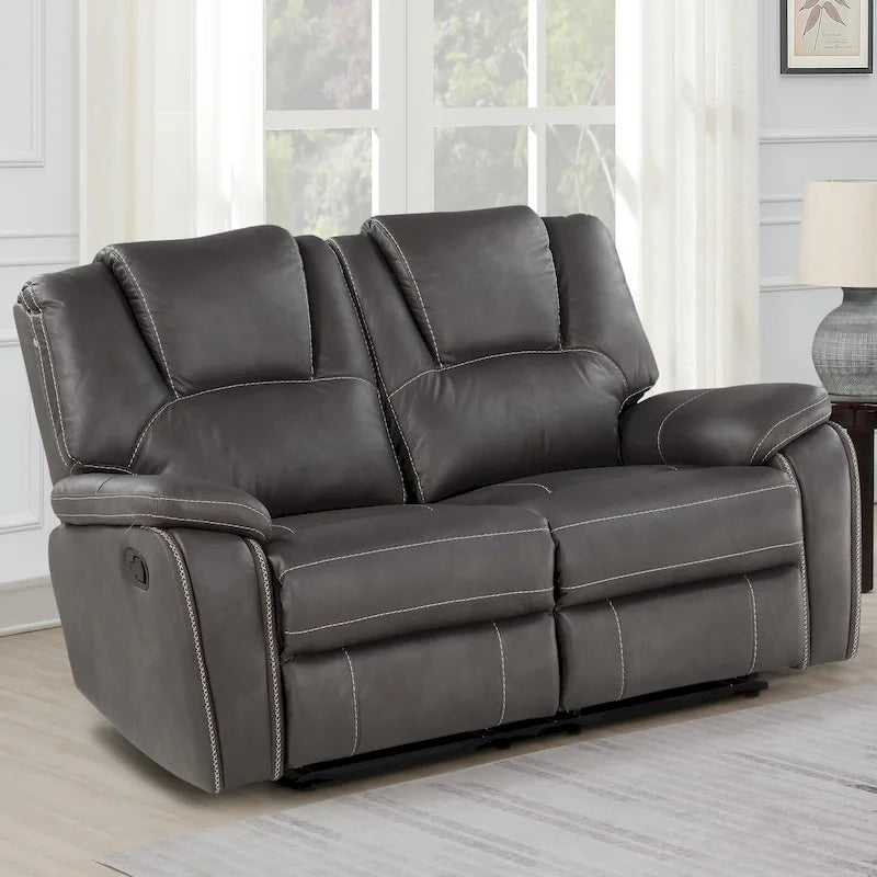 Faux Leather Manual Reclining Loveseat