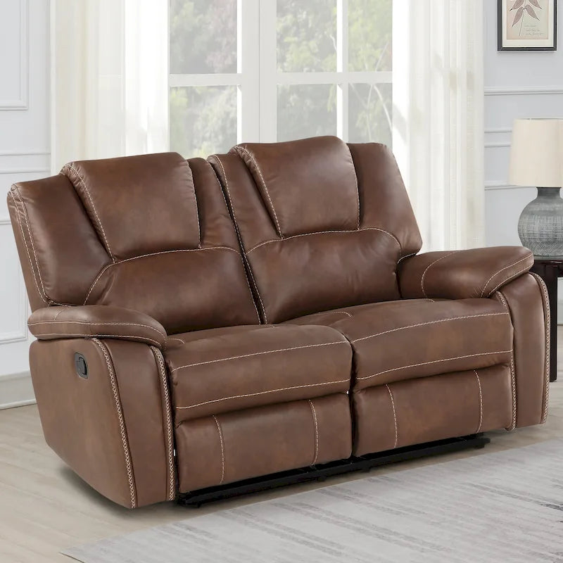 Faux Leather Manual Reclining Loveseat