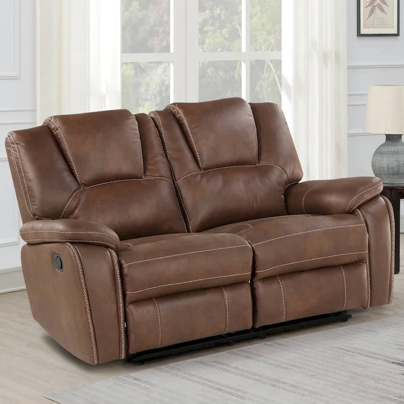Faux Leather Manual Reclining Loveseat