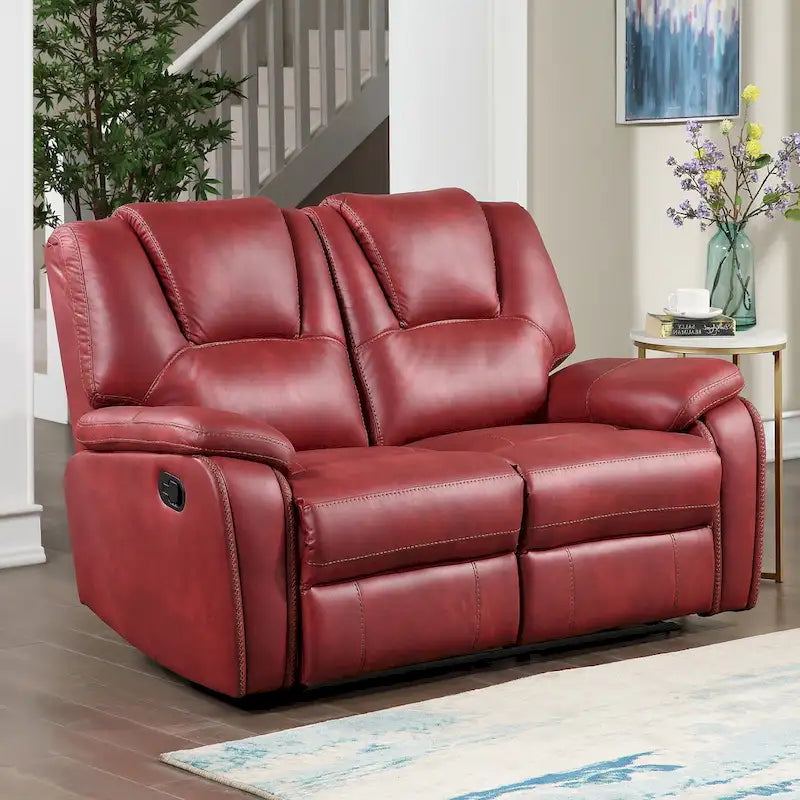 Faux Leather Manual Reclining Loveseat