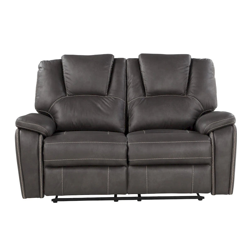 Faux Leather Manual Reclining Loveseat