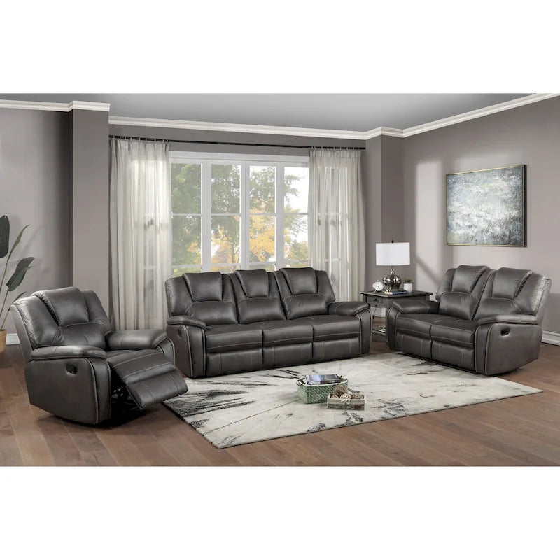 Faux Leather Manual Reclining Loveseat