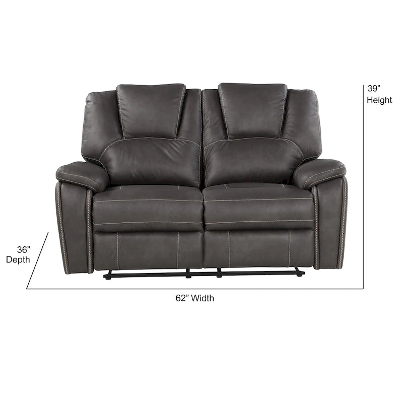 Faux Leather Manual Reclining Loveseat