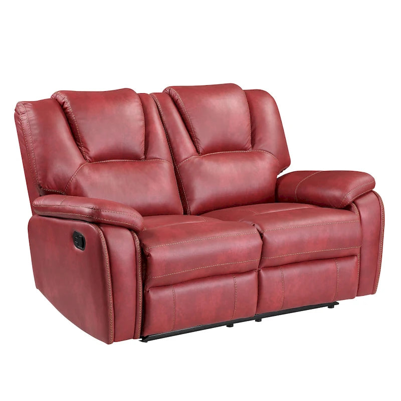 Faux Leather Manual Reclining Loveseat