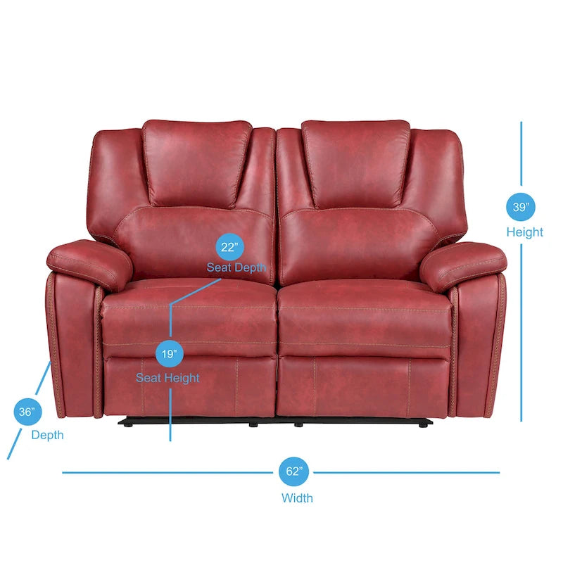 Faux Leather Manual Reclining Loveseat