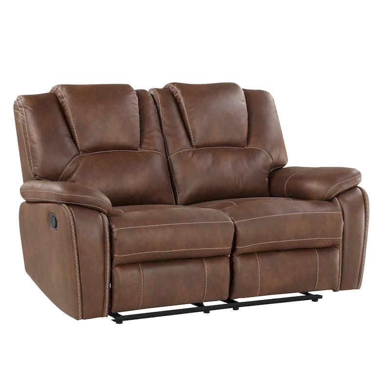 Faux Leather Manual Reclining Loveseat