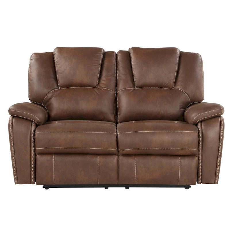 Faux Leather Manual Reclining Loveseat