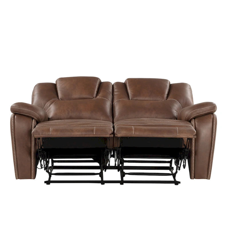 Faux Leather Manual Reclining Loveseat