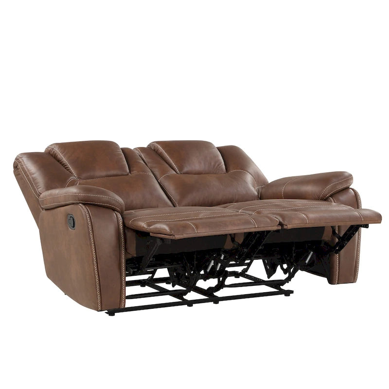 Faux Leather Manual Reclining Loveseat