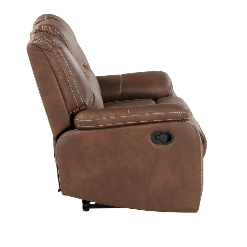 Faux Leather Manual Reclining Loveseat
