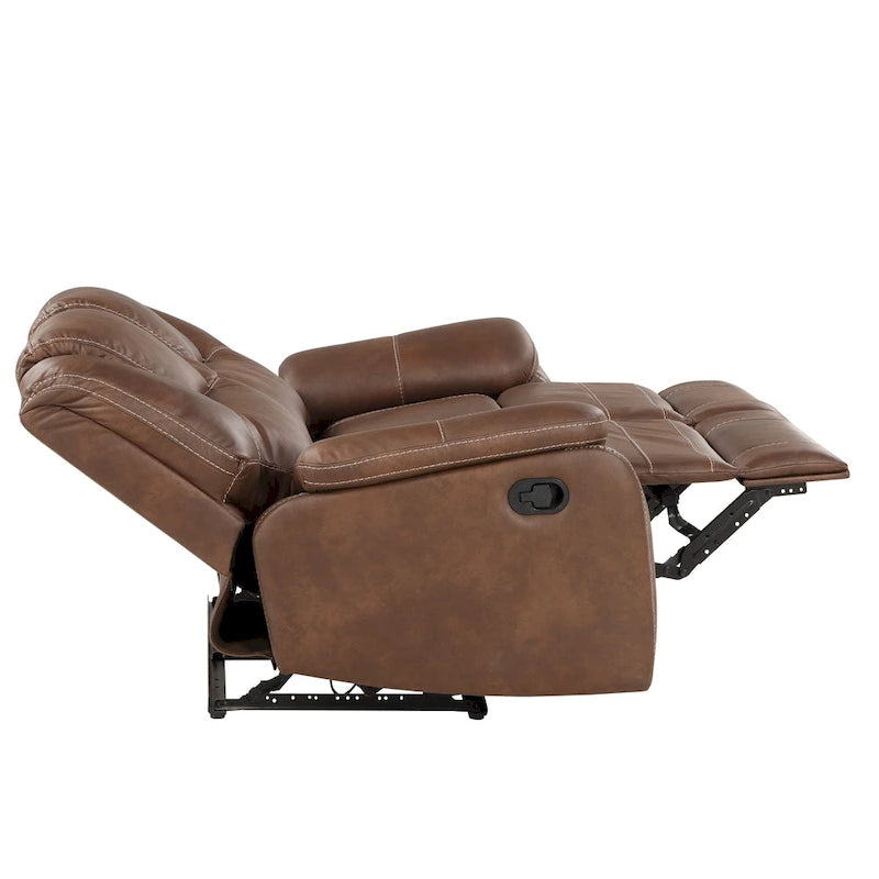Faux Leather Manual Reclining Loveseat
